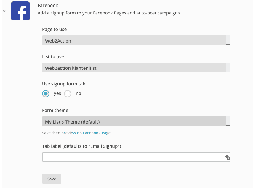 mailchimp facebook koppeling 4
