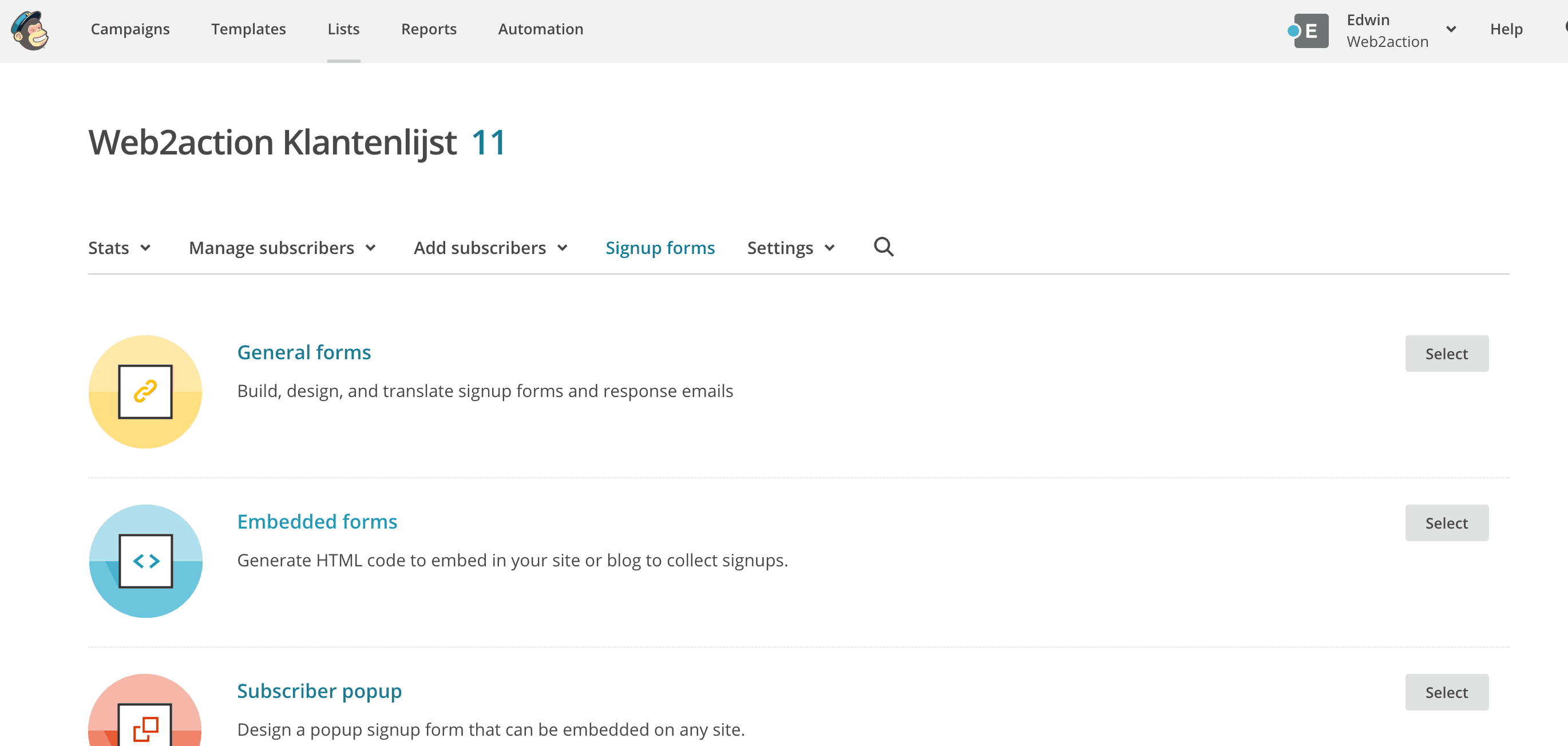 mailchimp formulier op je website embedded forms